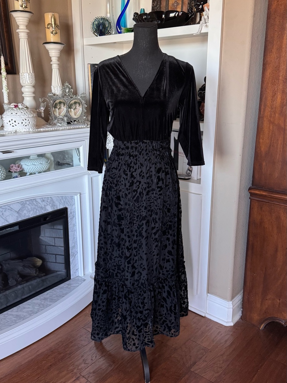 Dear John Black Cheetah Burnout Print Dress